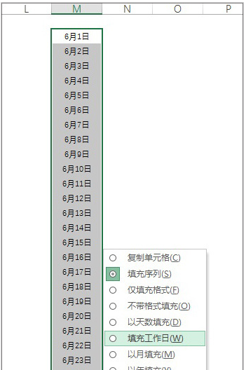 快速填充工作日