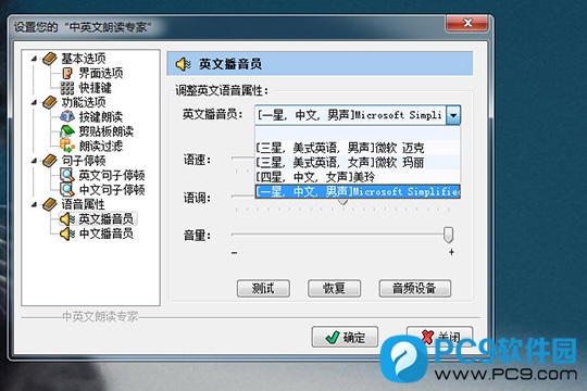 中英文朗读专家设置