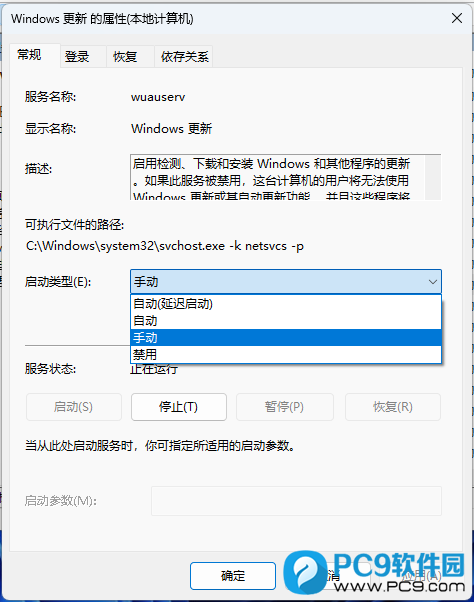 启动类型手动